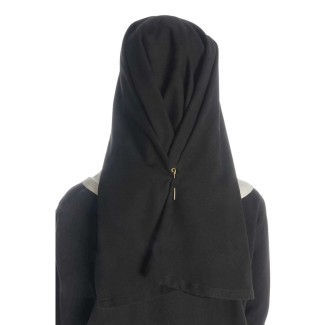 Mittelalter Velan Hildegard in Beige-Schwarz Rückansicht