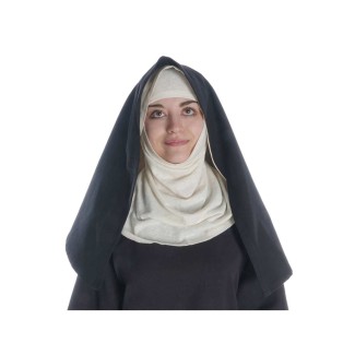 Mittelalter Velan Hildegard in Beige-Schwarz Frontansicht