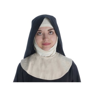 Mittelalter Velan Hildegard in Beige-Schwarz Frontansicht 3