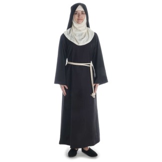 Mittelalter Velan Hildegard in Beige-Schwarz Frontansicht 4