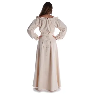 Mittelalter Bluse Gotelinde in Beige Rückansicht