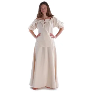 Mittelalter Bluse Gotelinde in Beige Frontansicht 3