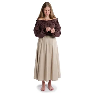 Mittelalter Bluse Gotelinde in Braun Frontansicht 7