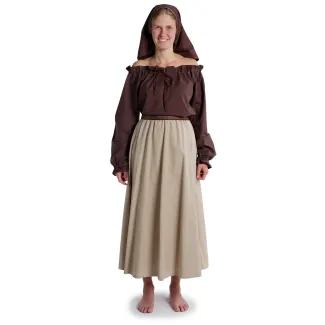 Mittelalter Bluse Gotelinde in Braun Frontansicht 8