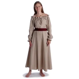 Mittelalter Bluse Gotelinde in Hanffarben Frontansicht 7
