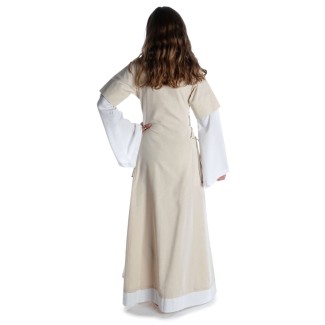 Mittelalter Kleid Saelde in Beige Rückansicht