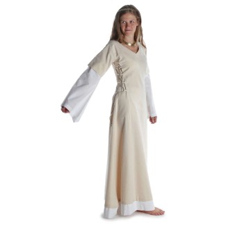 Mittelalter Kleid Saelde in Beige Seitenansicht
