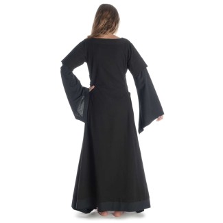 Mittelalter Kleid Saelde in Schwarz Rückansicht