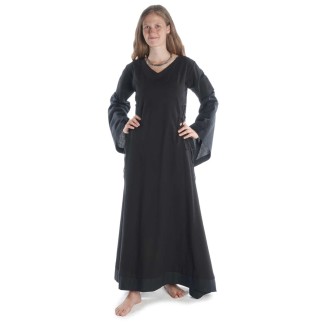 Mittelalter Kleid Saelde in Schwarz Frontansicht