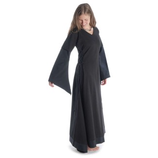 Mittelalter Kleid Saelde in Schwarz Seitenansicht