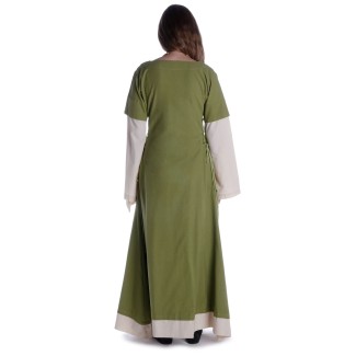 Mittelalter Kleid Saelde in Hellgrün Rückansicht