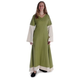 Mittelalter Kleid Saelde in Hellgrün Frontansicht