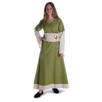 Mittelalter Kleid Saelde in Hellgrün Frontansicht 4