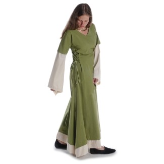 Mittelalter Kleid Saelde in Hellgrün Seitenansicht
