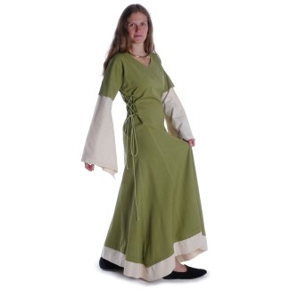 Mittelalter Kleid Saelde in Hellgrün Seitenansicht 2