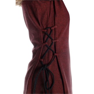 Mittelalter Kleid Saelde mit Zierleiste in Rot-Schwarz Detailansicht