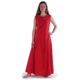 Mittelalter Kleid Peronella in Feuerrot-Schwarz Frontansicht 3