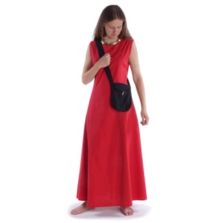 Mittelalter Kleid Peronella in Feuerrot-Schwarz Frontansicht 4