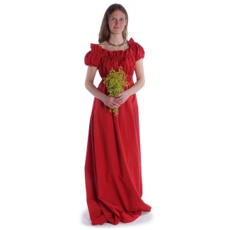 Mittelalter Kleid Fiammetta in Feuerrot Frontansicht 5