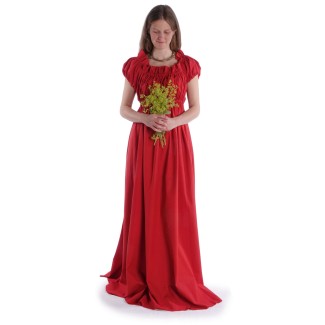 Mittelalter Kleid Fiammetta in Feuerrot Frontansicht 8