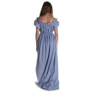 Mittelalter Kleid Fiammetta in Hellblau Rückansicht