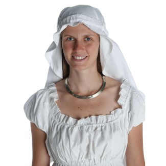 Mittelalter Kleid Fiammetta in Weiß Detailansicht