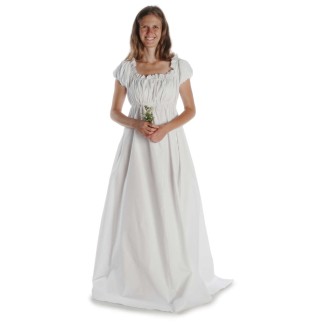 Mittelalter Kleid Fiammetta in Weiß Frontansicht