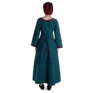 Mittelalter Kleid Lauretta in Grün Rückansicht