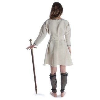 Mittelalter Kleid Isabetta in Beige Rückansicht
