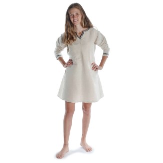 Mittelalter Kleid Isabetta in Beige Frontansicht 2