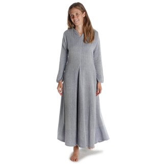 Wikinger Kleid Catella in Fischgrät Blau-Weiß Frontansicht