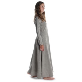 Wikinger Kleid Catella in Fischgrät Brown-Weiß Seitenansicht