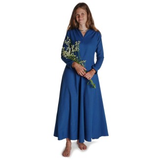 Mittelalter Kleid Catella in Königsblau Frontansicht