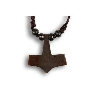 Wikinger Halskette Thorshammer Mjölnir Assartorp aus Knochen in Beige Rückansicht