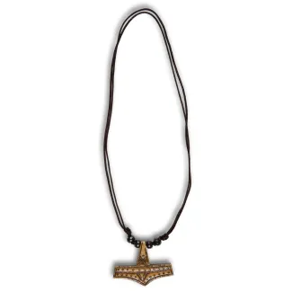 Wikinger Halskette Thorshammer Mjölnir Rømersdal aus Knochen in Braun Frontansicht 4
