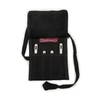 Wikinger Nadelbinden Stricknadel Set mit Tasche Inghild aus Knochen in Schwarz Frontansicht 3