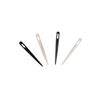 Wikinger Nadelbinden Stricknadel Set mit Tasche Alfhild aus Knochen, Horn in Braun Frontansicht 2