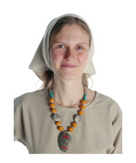 Mittelalter Kopftuch Agnese in Beige Frontansicht