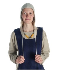 Mittelalter Haube Filomena in Beige Frontansicht