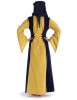 Mittelalter Kleid Liebgart in Gelb-Blau Rückansicht