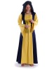 Mittelalter Kleid Liebgart in Gelb-Blau Frontansicht