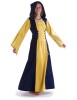 Mittelalter Kleid Liebgart in Gelb-Blau Frontansicht 2