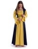 Mittelalter Kleid Liebgart in Gelb-Blau Frontansicht 3