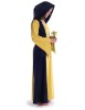 Mittelalter Kleid Liebgart in Gelb-Blau Seitenansicht