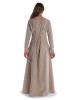 Mittelalter Kleid Hildegunde in Hanffarben Rückansicht
