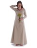 Mittelalter Kleid Hildegunde in Hanffarben Frontansicht