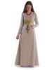 Mittelalter Kleid Hildegunde in Hanffarben Frontansicht 7