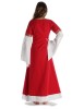 Mittelalter Kleid Saelde mit Bordüre in Feuerrot Rückansicht