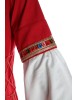 Mittelalter Kleid Saelde mit Bordüre in Feuerrot Detailansicht 2
