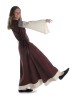 Mittelalter Kleid Saelde mit Zierleiste in Braun-Beige Seitenansicht
